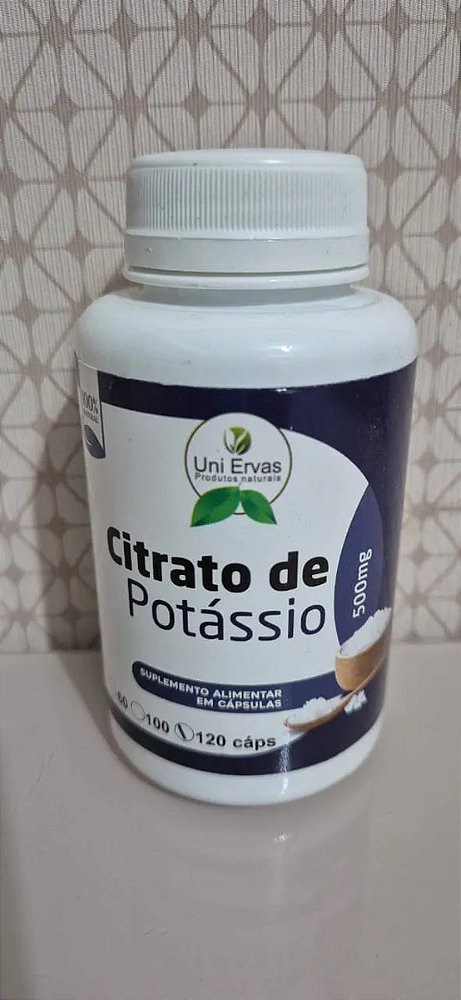 Citrato de Potássio 500 Mg 120 Capsulas Sem Sabor