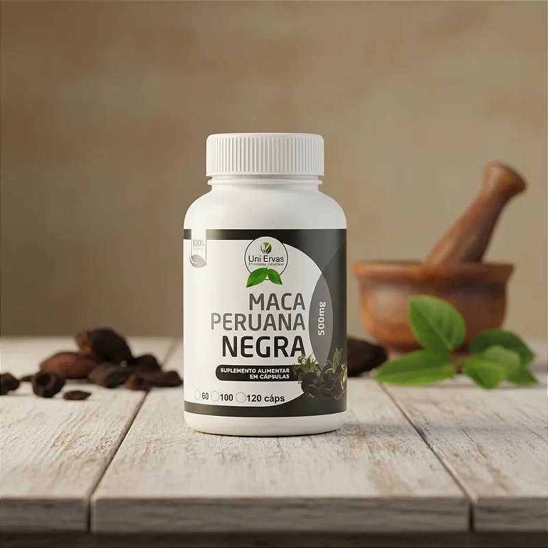 Maca Peruana Negra 500mg 120 Capsulas Uniervas Sem Sabor