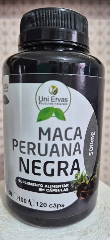 Maca Peruana Negra 500mg 120 Capsulas Uniervas Sem Sabor
