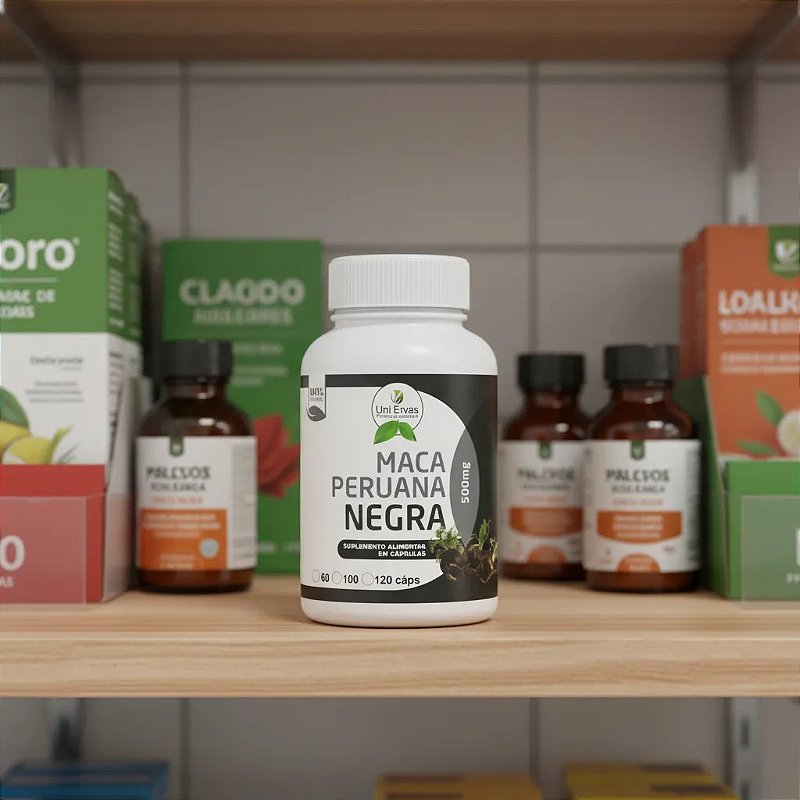 Maca Peruana Negra 500mg 120 Capsulas Uniervas Sem Sabor