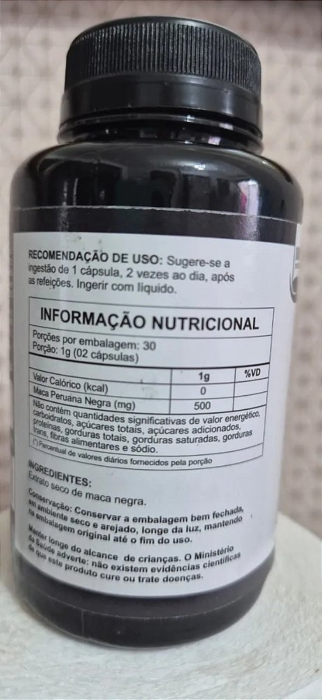 Maca Peruana Negra 500mg 120 Capsulas Uniervas Sem Sabor