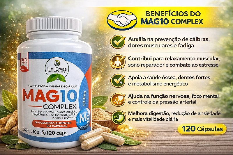 Mag10 Complex 500mg 120 Capsulas Uniervas - Premium Sem Sabor