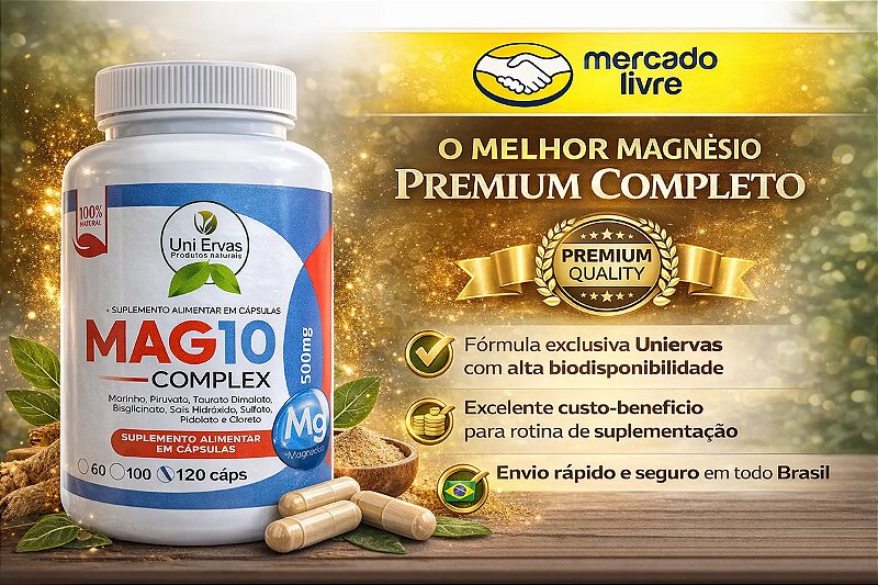 Mag10 Complex 500mg 120 Capsulas Uniervas - Premium Sem Sabor