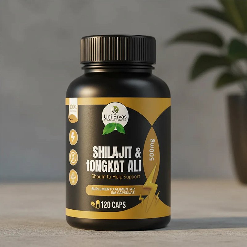 Shilajit & Tongkat Ali 500mg 120 Capsulas Uniervas Sem Sabor