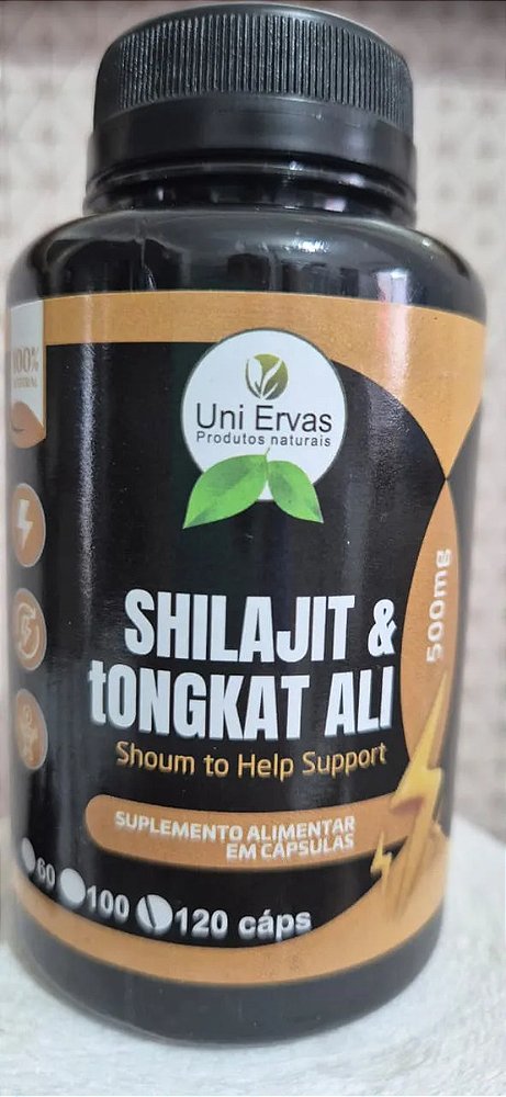 Shilajit & Tongkat Ali 500mg 120 Capsulas Uniervas Sem Sabor