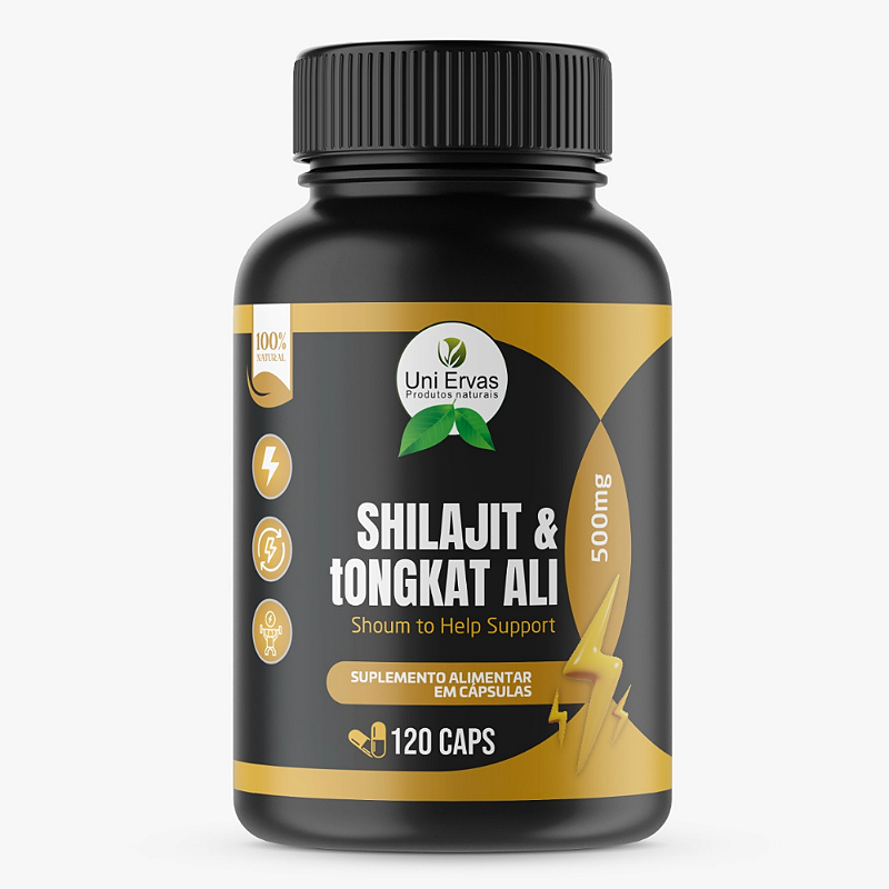 Shilajit & Tongkat Ali 500mg 120 Capsulas Uniervas Sem Sabor