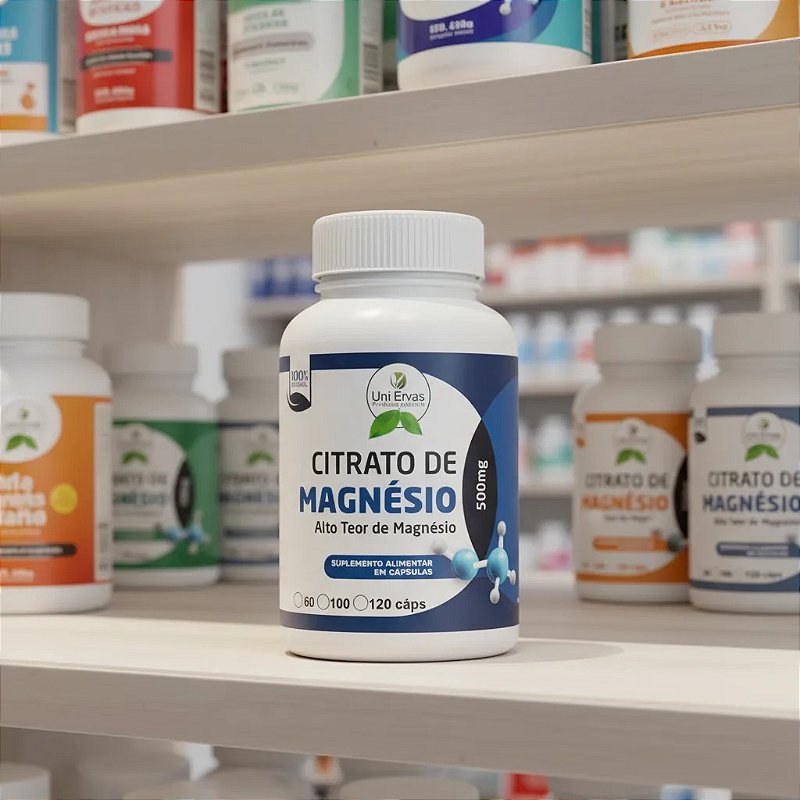 Citrato Magnésio 500 Mg 120 Cápsulas Alta Absorção Uni Ervas