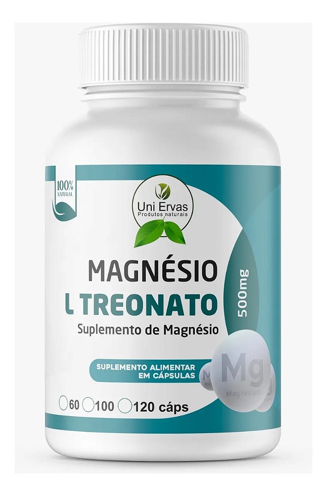 Magnésio L-treonato - 120 Cáps 500mg Absorção Máxima Sem Sabor