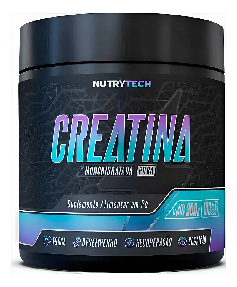 Creatina Pura Monohidratada Nutrytech Em Pó 300g Para Treino Sem Sabor