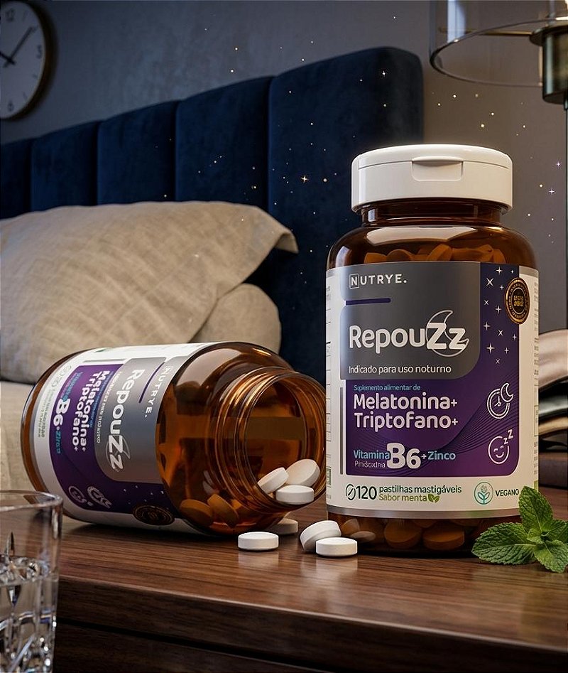 Repouzz Melatonina Triptofano Vitamina B6 Zinco 120 Comprimidos