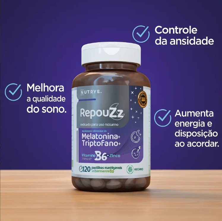 Repouzz Melatonina Triptofano Vitamina B6 Zinco 120 Comprimidos
