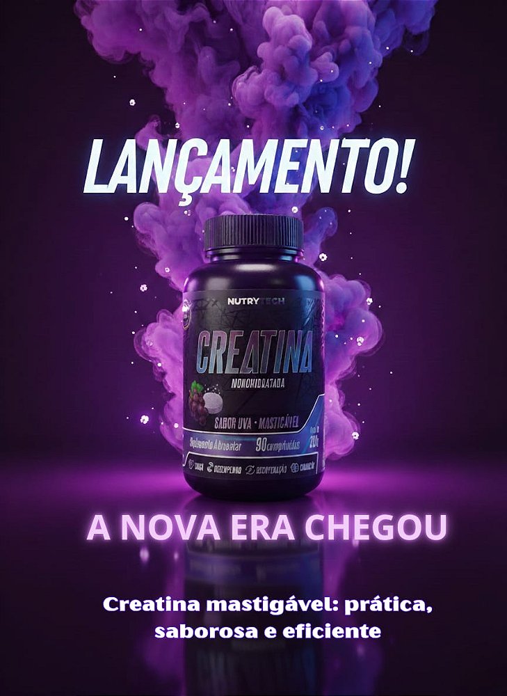 Creatina Monohidratada Mastigável Sabor Uva 90 Comprimidos Nutrytech