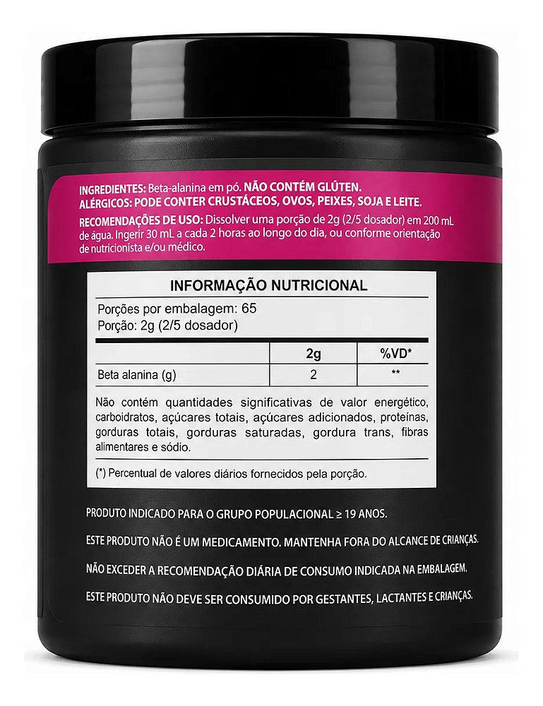 Beta Alanina Sem Sabor 100% Pura 130g Sem Sabor