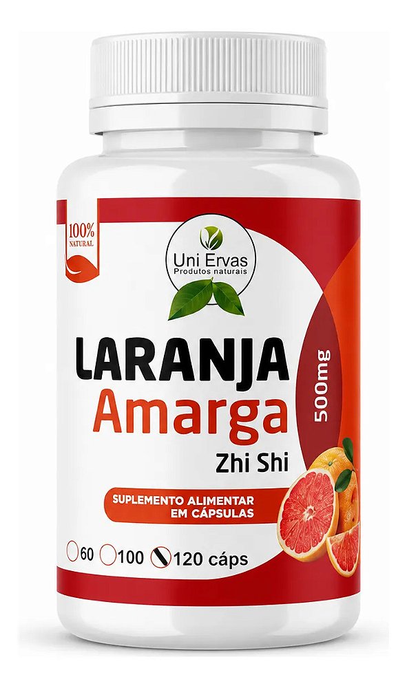 Laranja Amarga Zhi Shi 120 Cápsulas 500mg Sem Sabor