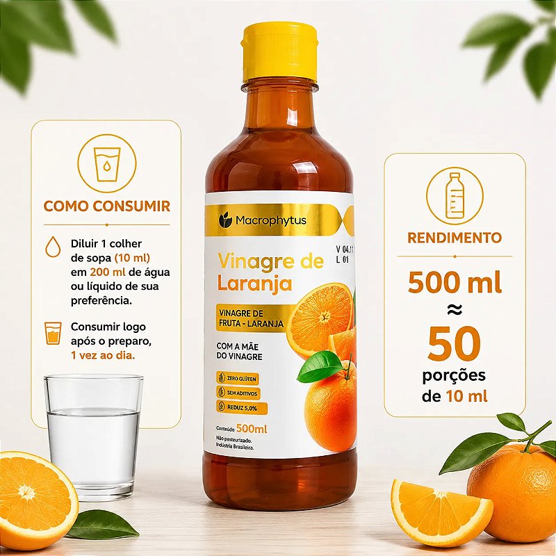 Vinagre De Laranja 5,0% Acidez 530ml