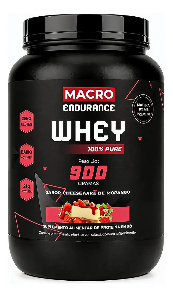 Whey Protein 100% Pure 900g Sabor Cheesecake De Morango Morango