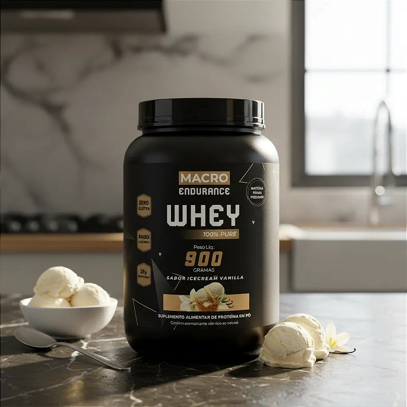 Whey Protein 100% Pure 900g Sabor Icecream Vanilla Baunilha Baunilha