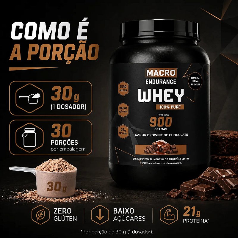 Whey Protein 100% Pure 900g Sabor Brownie De Chocolate Chocolate