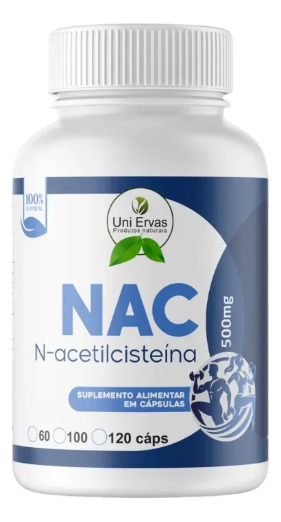 N-acetilcisteína Nac 500 Mg 120 Cápsulas Sem Sabor Sem Sabor