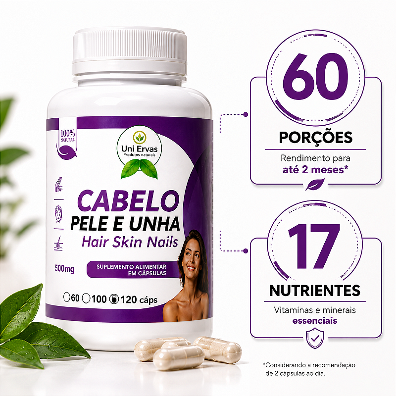 Cabelo Pele e Unha 500mg 120 Cápsulas