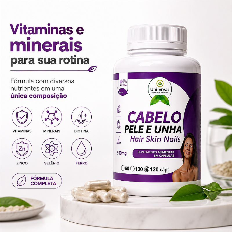 Cabelo Pele e Unha 500mg 120 Cápsulas