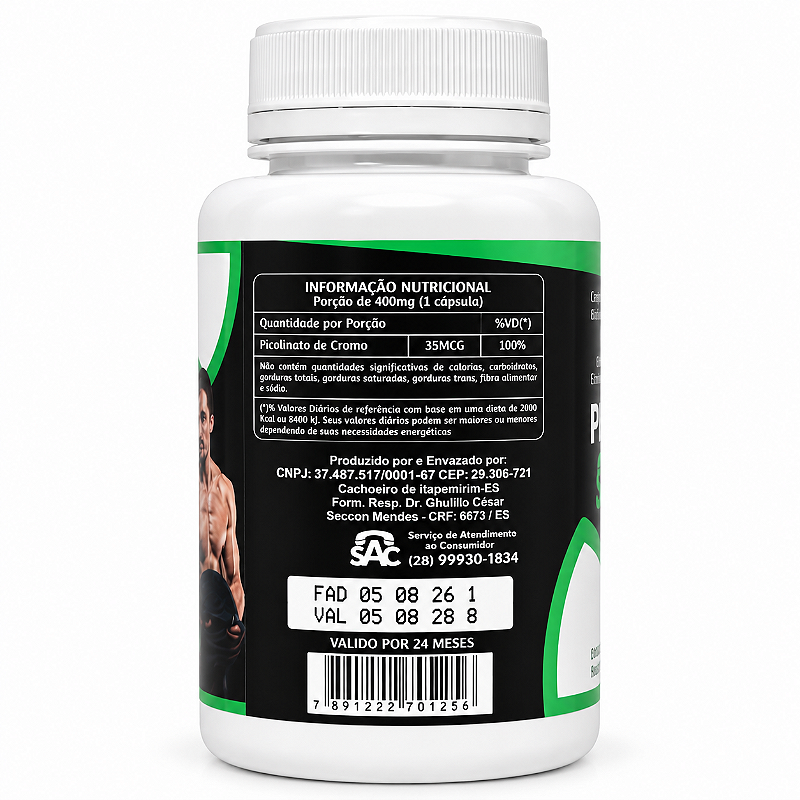 Picolinato de Cromo 400mg 120 Cápsulas