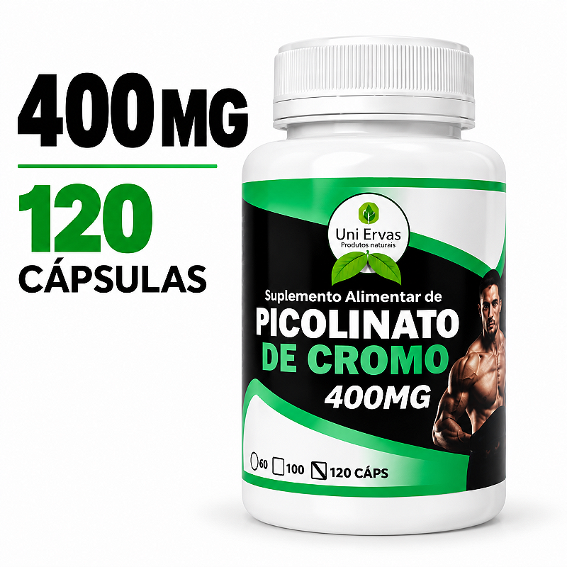 Picolinato de Cromo 400mg 120 Cápsulas