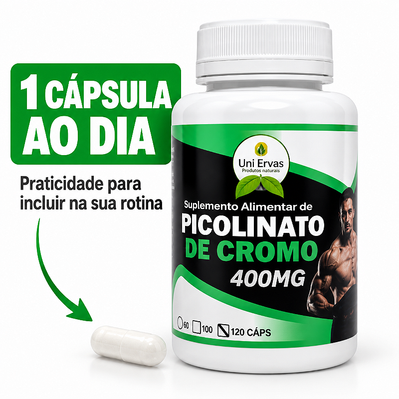 Picolinato de Cromo 400mg 120 Cápsulas