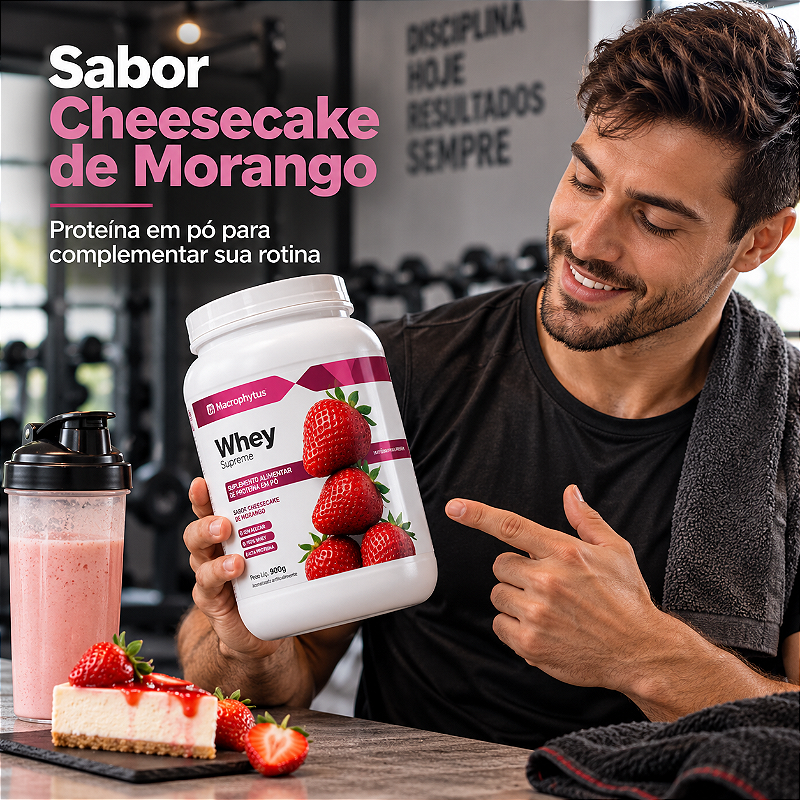 Whey Protein Supreme 900g Sabor Cheesecake de Morango