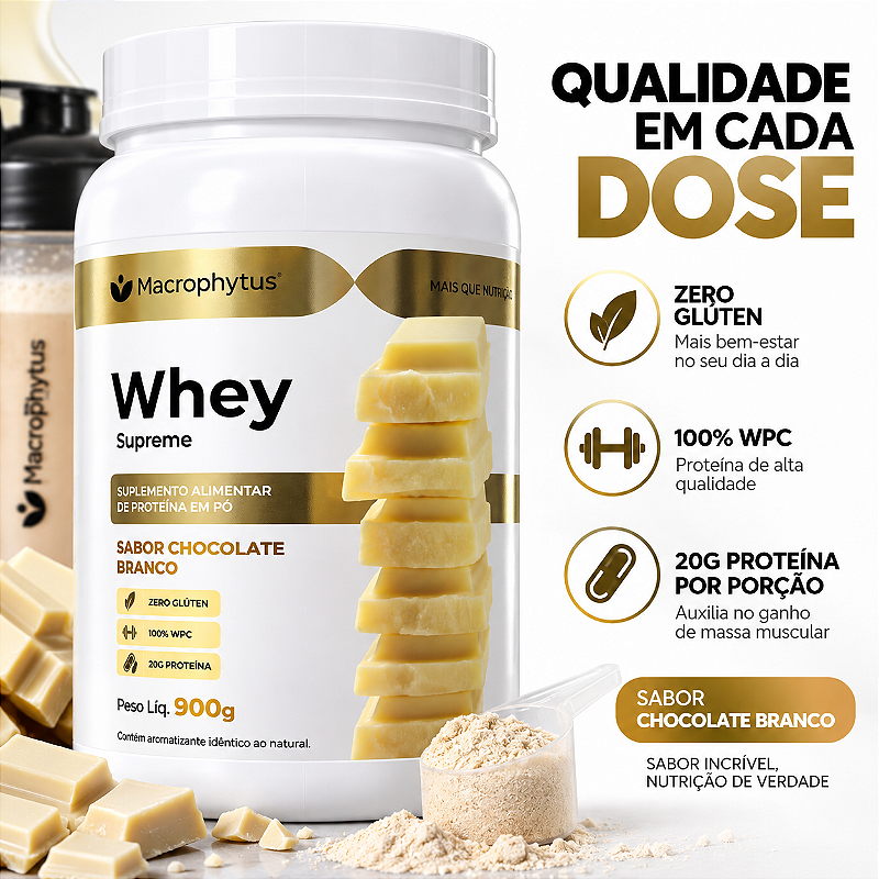 Whey Protein Supreme 900g Sabor Chocolate Branco