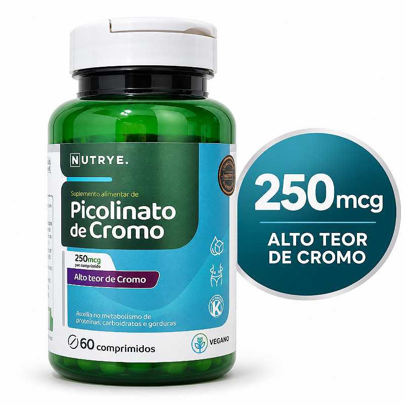 Picolinato de Cromo Nutrye 250mcg 60 Cápsulas Veganas Sem Sabor