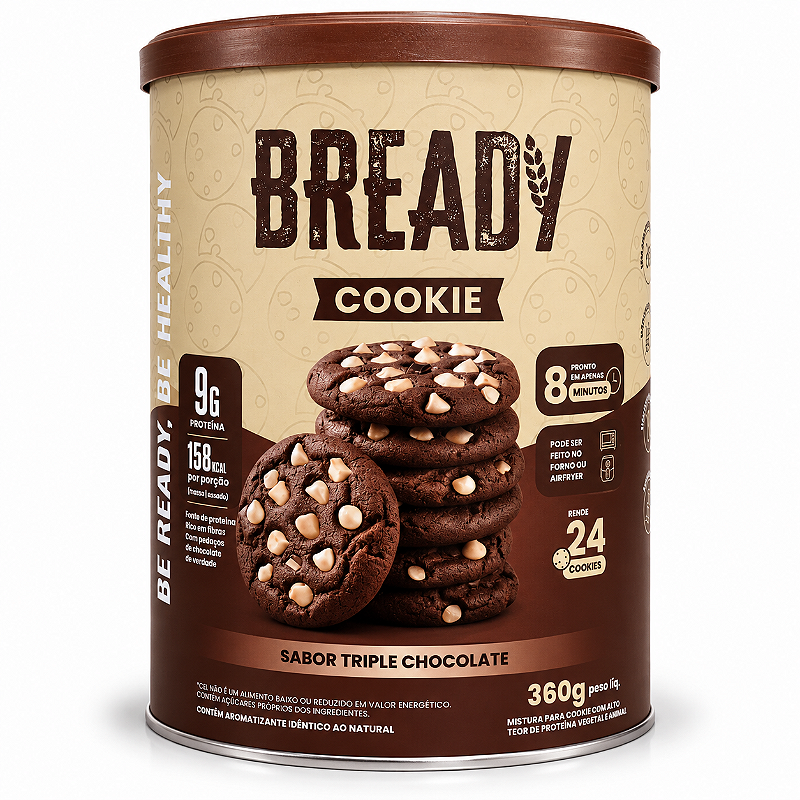 Bready Cookie Triple Chocolate - 9g Proteína - 24 Cookies
