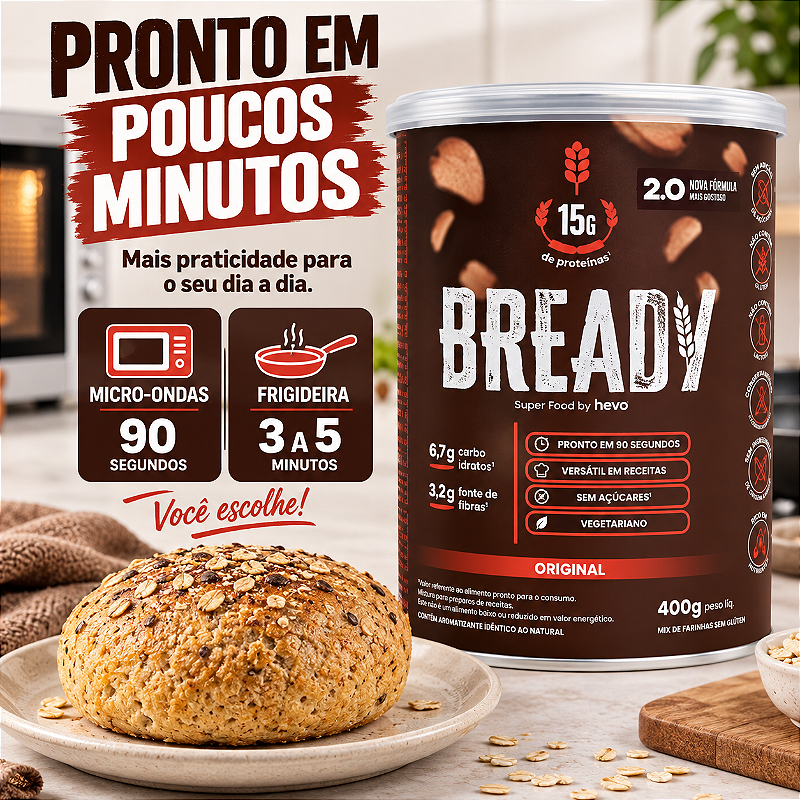 Bready Original 2.0 - Mistura Lowcarb 15g Proteína 20 Doses