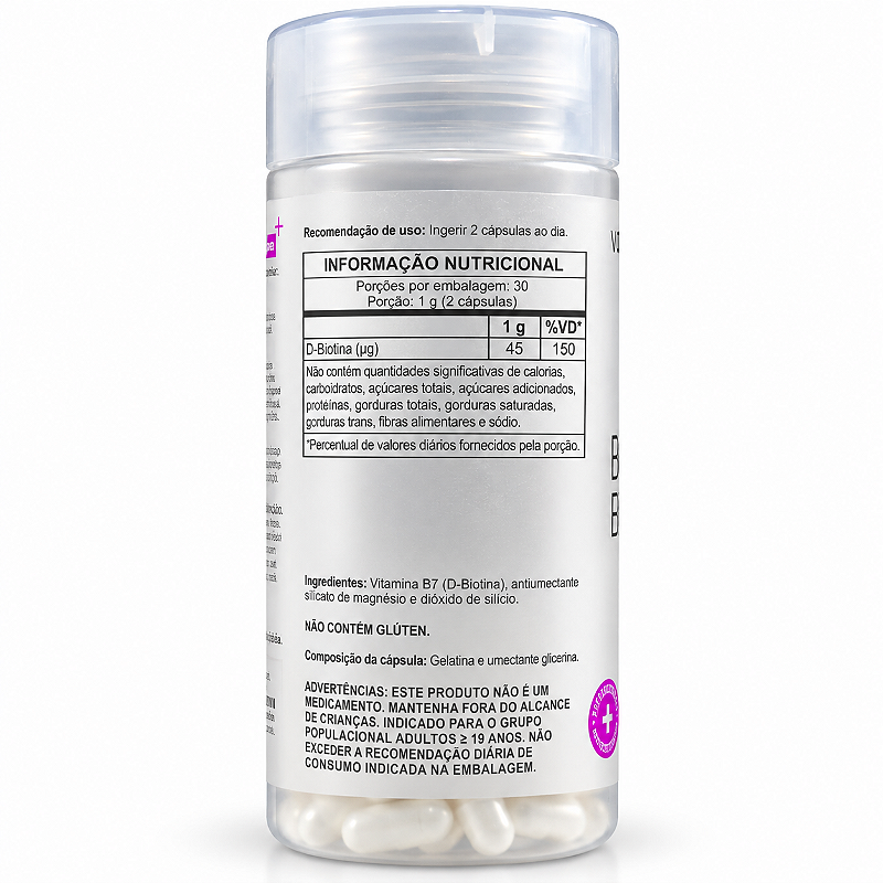 Biotina B7 500mg 60 Cápsulas . VOCE MAIS