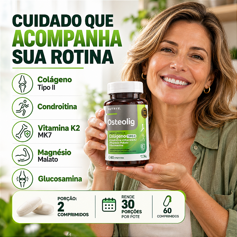 Osteolig Nutrye Colágeno Tipo II + Condroitina + Vitamina K2 60 Comprimidos