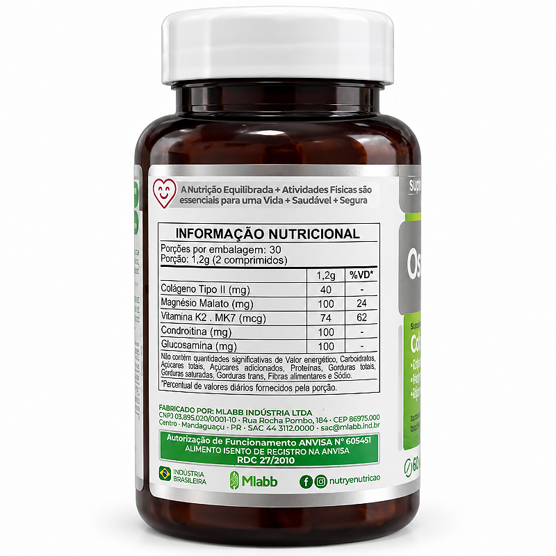 Osteolig Nutrye Colágeno Tipo II + Condroitina + Vitamina K2 60 Comprimidos