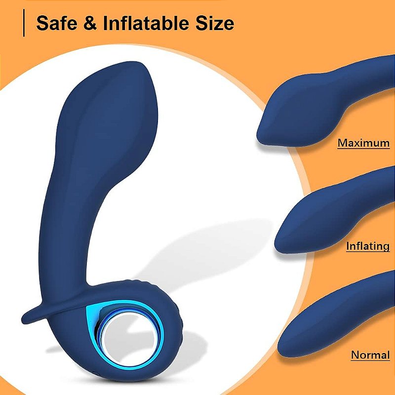 PLUG ANAL INFLÁVEL MASSAGEADOR DE PRÓSTATA RECARREGÁVEL COM 10 MODOS DE VIBRAÇÃO COM CONTROLE REMOTO SEM FIO - 16x3,5CM