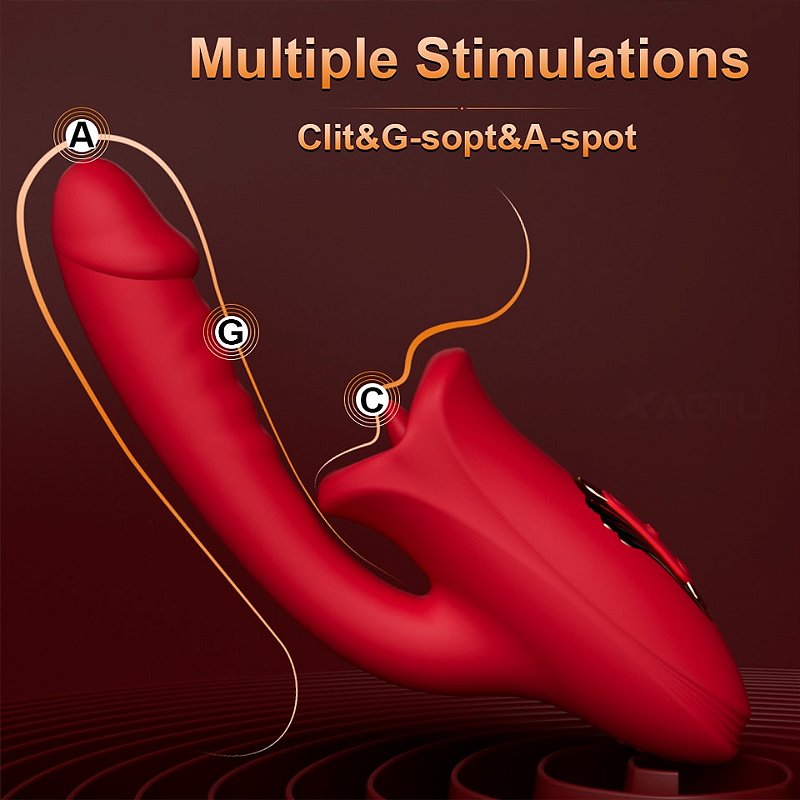 Mouth Shaped Lip Biting Vibrator With G Spot Vibrator - Vibrador recarregável em formato de boca com estimulador de ponto G