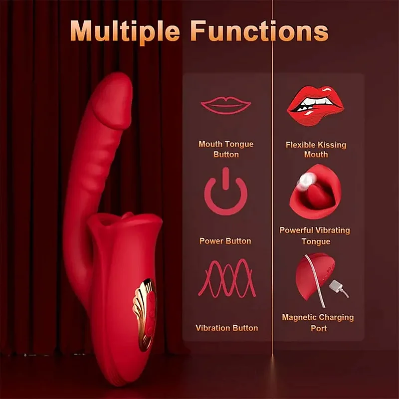 Mouth Shaped Lip Biting Vibrator With G Spot Vibrator - Vibrador recarregável em formato de boca com estimulador de ponto G