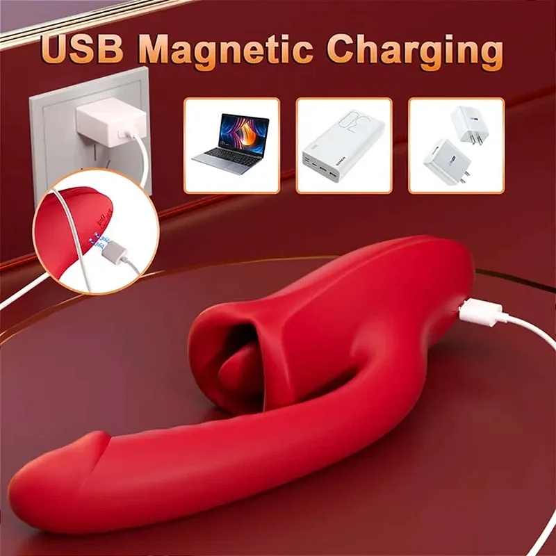 Mouth Shaped Lip Biting Vibrator With G Spot Vibrator - Vibrador recarregável em formato de boca com estimulador de ponto G