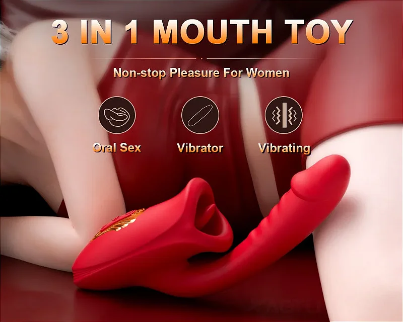 Mouth Shaped Lip Biting Vibrator With G Spot Vibrator - Vibrador recarregável em formato de boca com estimulador de ponto G