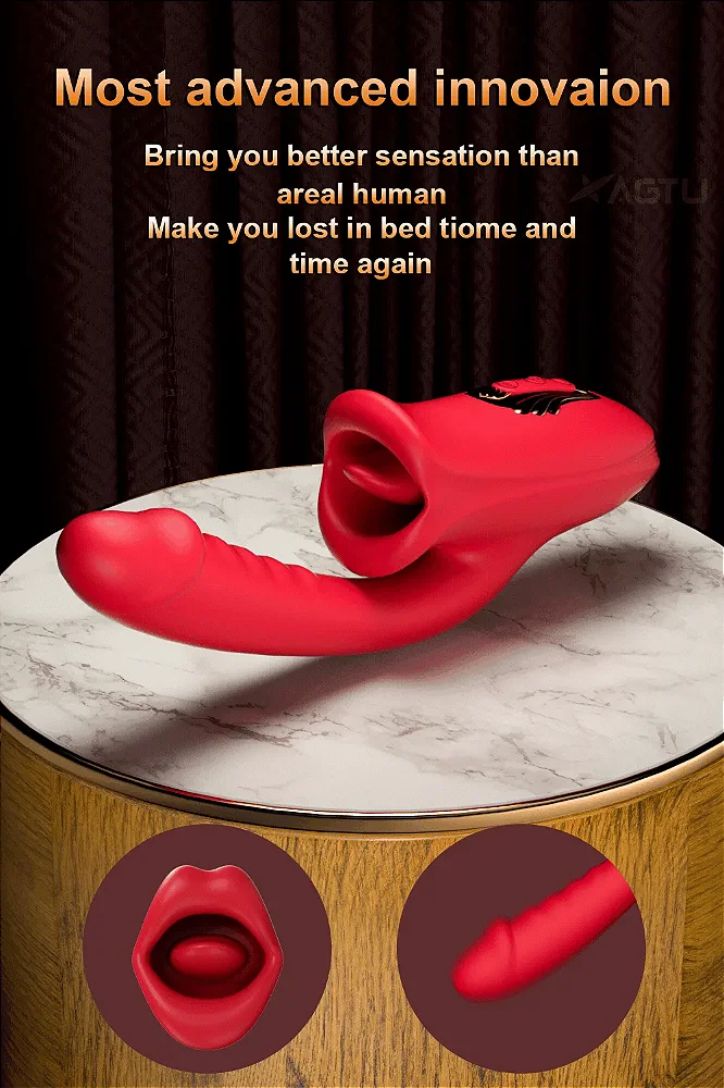 Mouth Shaped Lip Biting Vibrator With G Spot Vibrator - Vibrador recarregável em formato de boca com estimulador de ponto G