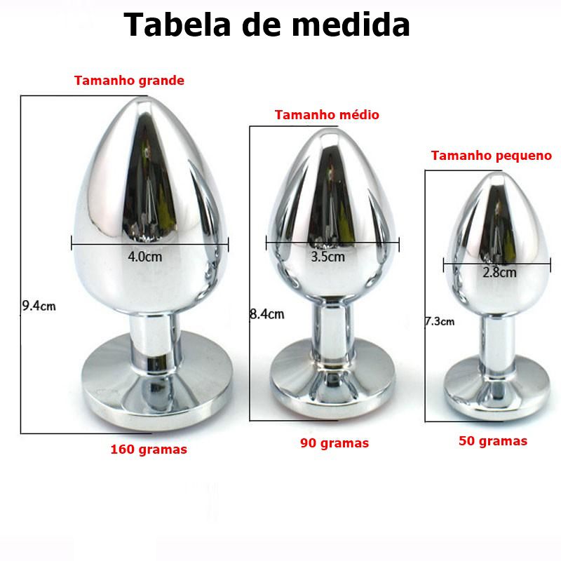 Plug anal inox metal cromado 7.0 x 2.8 cm - tamanho pequeno