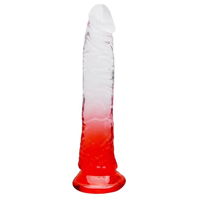 Pênis Realístico Silicone Transparente- 20 X 3,4Cm - cor vermelha