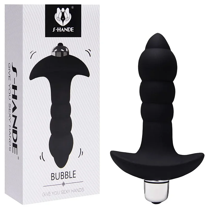 S-HANDE BUBBLE - PLUG ANAL SILICONE COM VIBRADOR - 11 X 2,8 cm