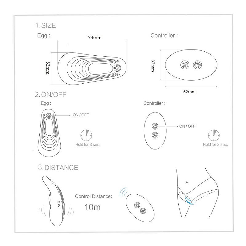 S-HANDE WING - VIBRADOR PARA CALCINHA RECARREGÁVEL COM CONTROLE REMOTO SEM FIO E 9 MODOS DE VIBRAÇÕES 9,5 X 4,3 CM