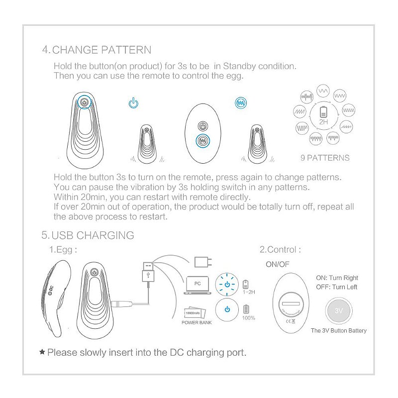 S-HANDE WING - VIBRADOR PARA CALCINHA RECARREGÁVEL COM CONTROLE REMOTO SEM FIO E 9 MODOS DE VIBRAÇÕES 9,5 X 4,3 CM