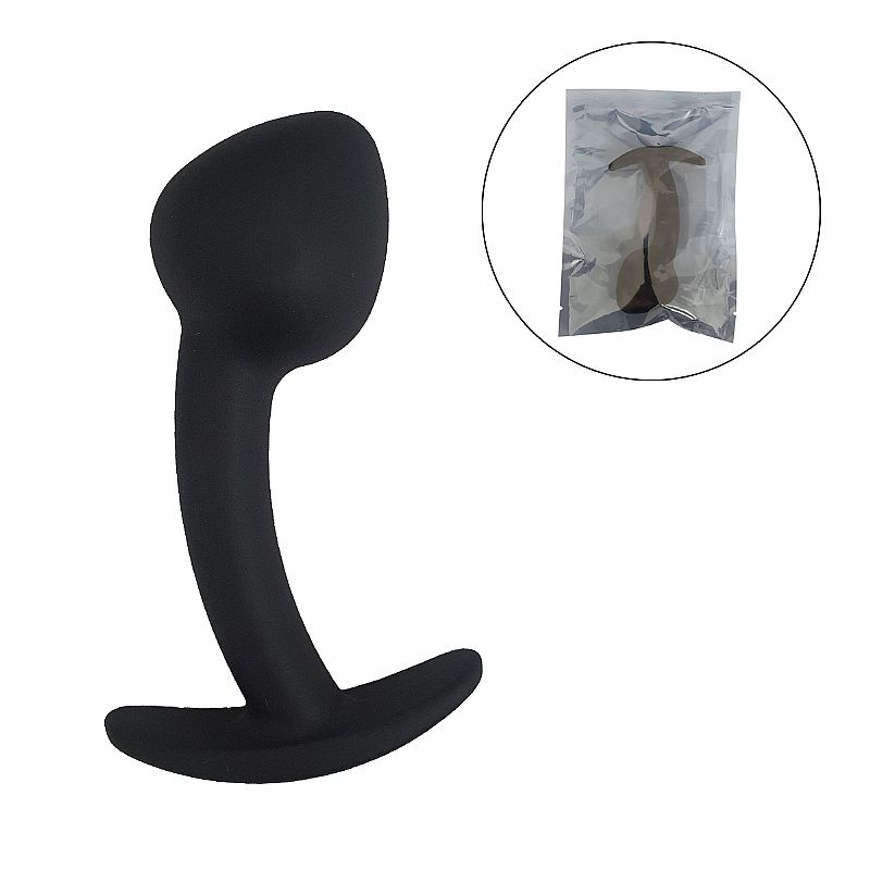 Plug anal curvado em silicone com puxador - 9,7 x 3,4cm