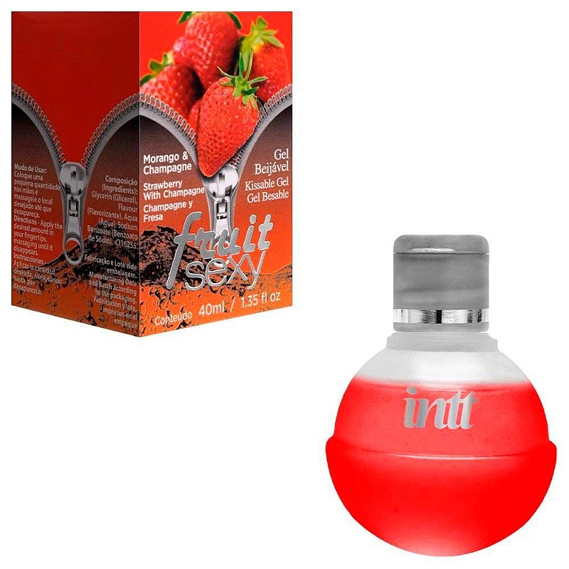 INTT FRUIT - GEL COMESTÍVEL PARA SEXO ORAL COM SABOR DE MORANGO COM CHAMPANHE