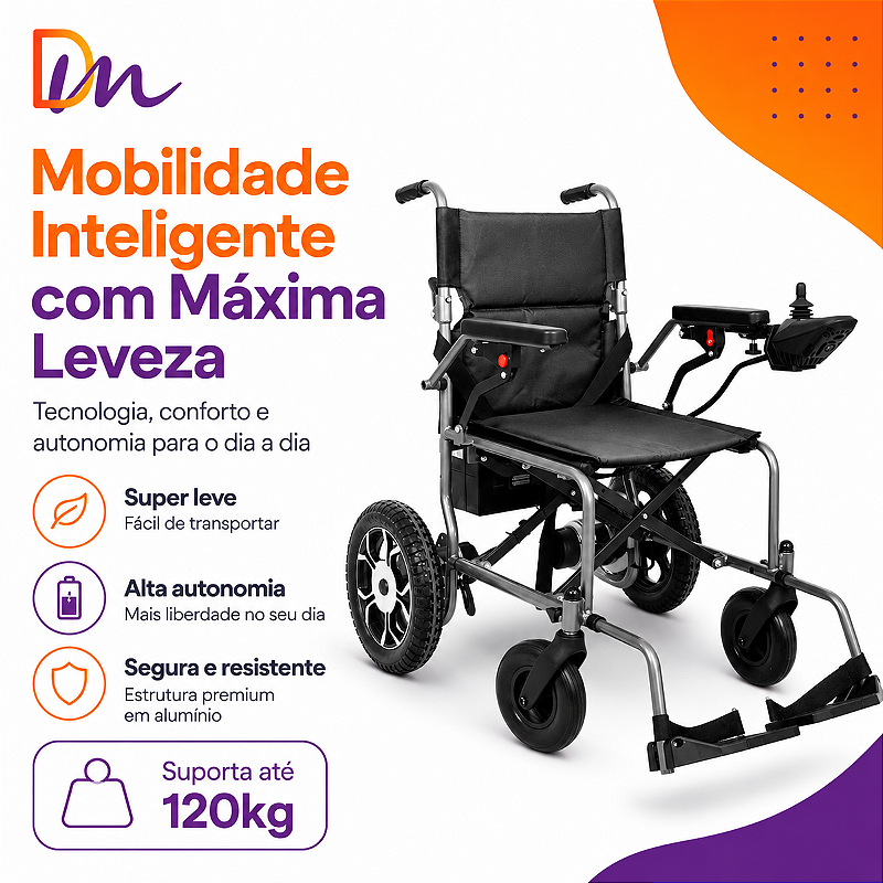 Cadeira De Rodas Motorizada Super Leve Até 120kg D750 Light – Dellamed